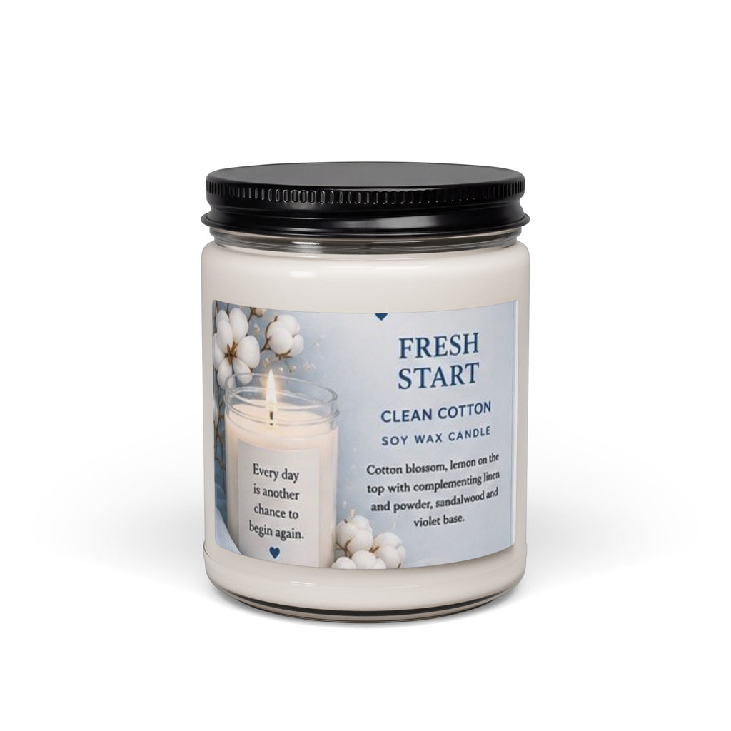 Fresh Start Clean Cotton Soy Candle — 9oz Scented Jar