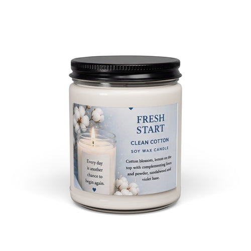 Fresh Start Clean Cotton Soy Candle — 9oz Scented Jar