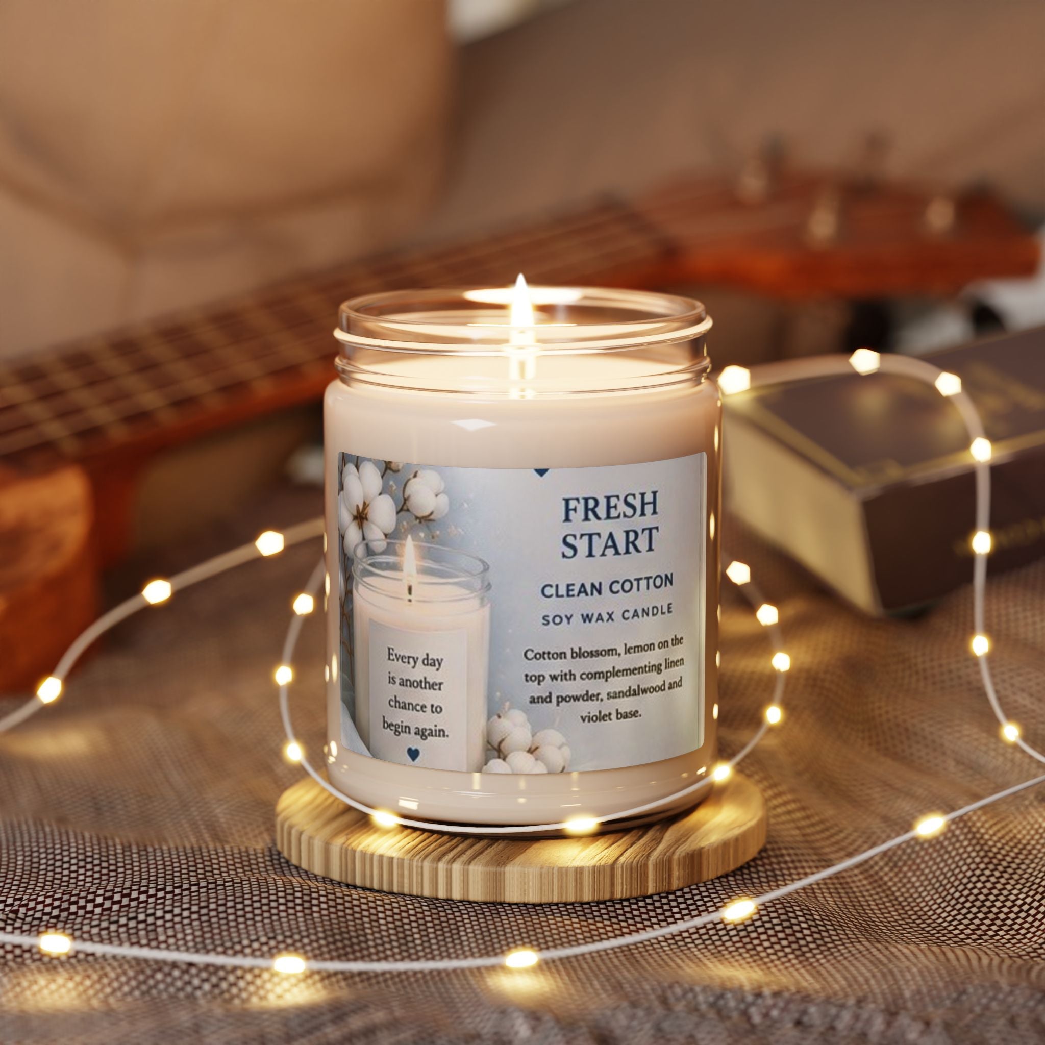 Fresh Start Clean Cotton Soy Candle — 9oz Scented Jar