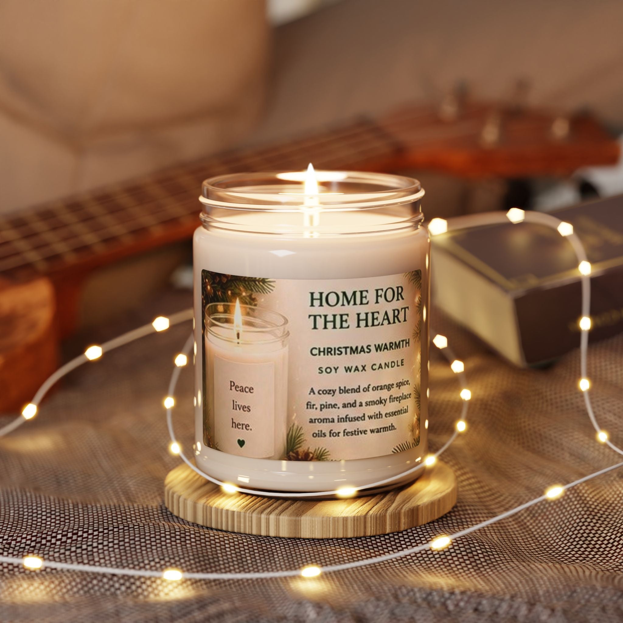 Home for the Heart Christmas Scented Soy Candle — 9oz Holiday Warmth ("Peace lives here")