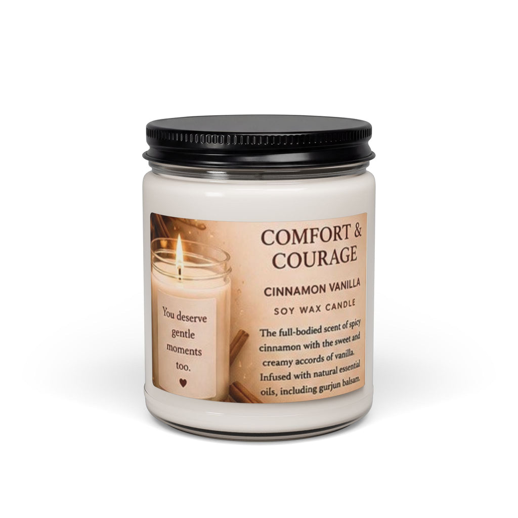 Soy Candle — Comfort & Courage Cinnamon Vanilla Scented Jar (9oz)