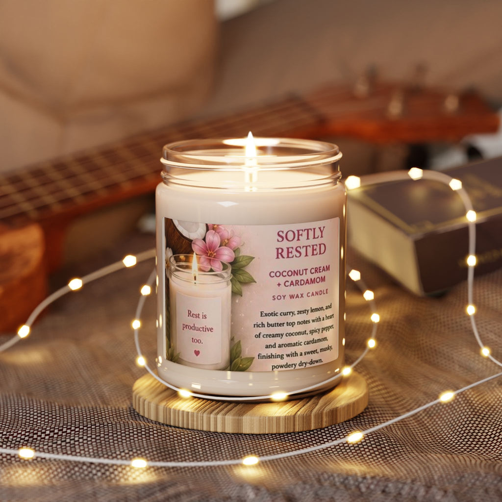 Soy Candle — Softly Rested (Coconut Cream & Cardamom) 9oz