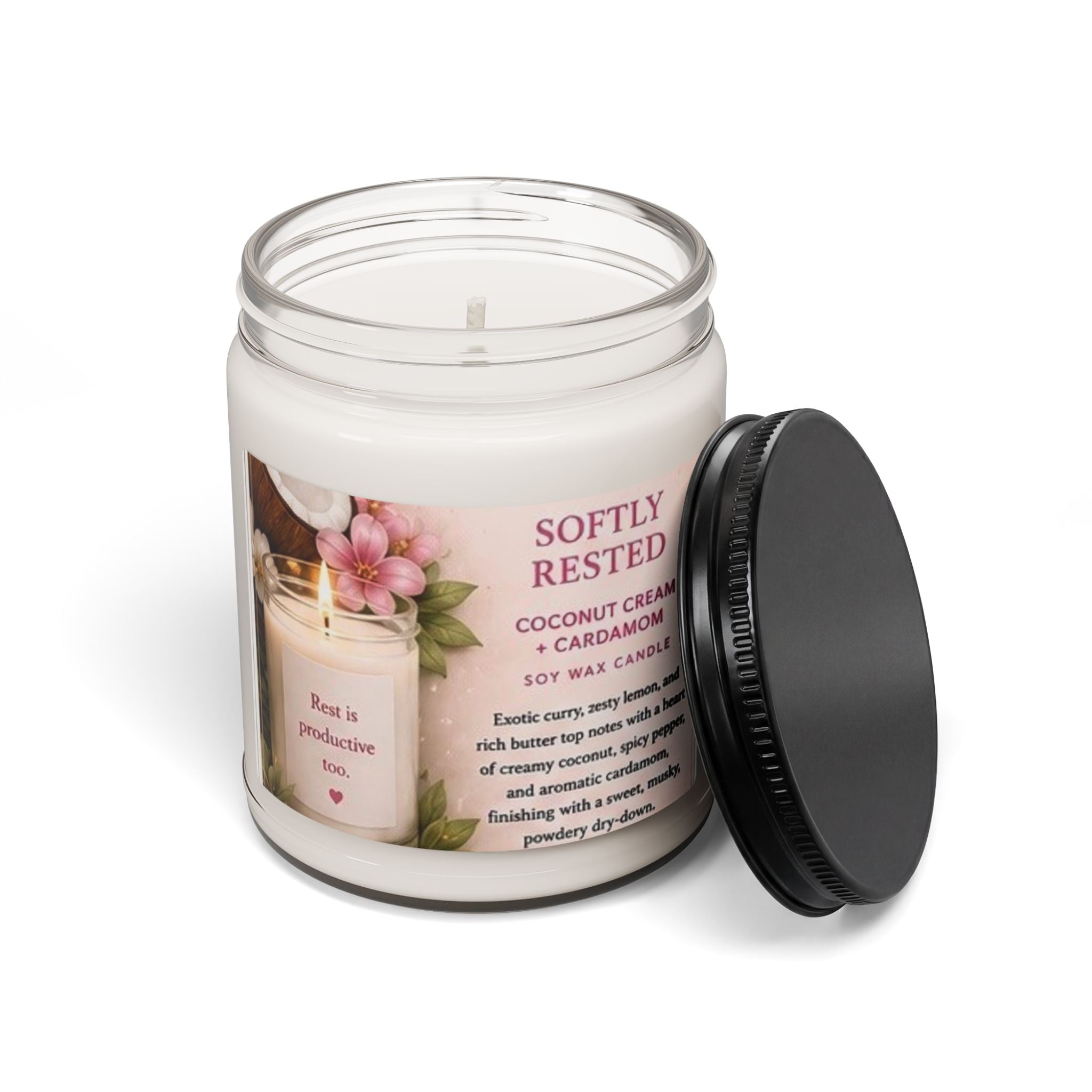 Soy Candle — Softly Rested (Coconut Cream & Cardamom) 9oz
