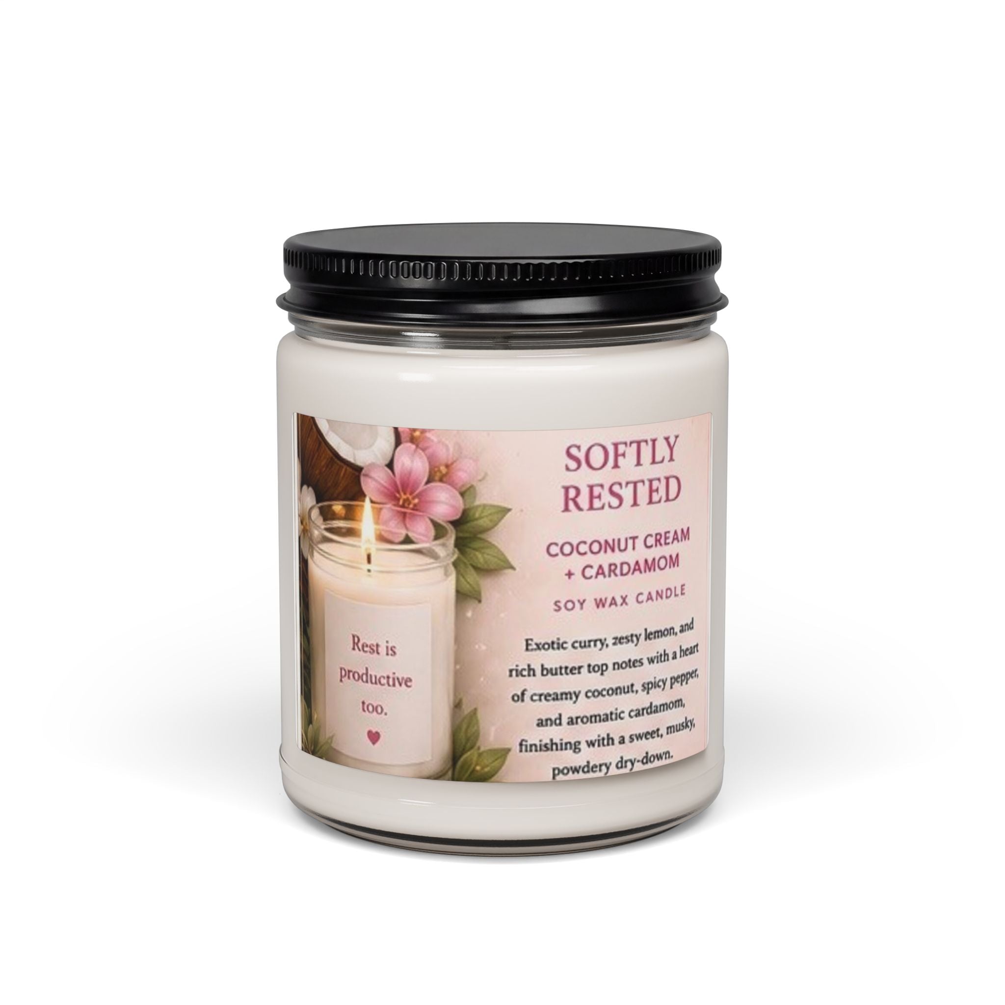 Soy Candle — Softly Rested (Coconut Cream & Cardamom) 9oz