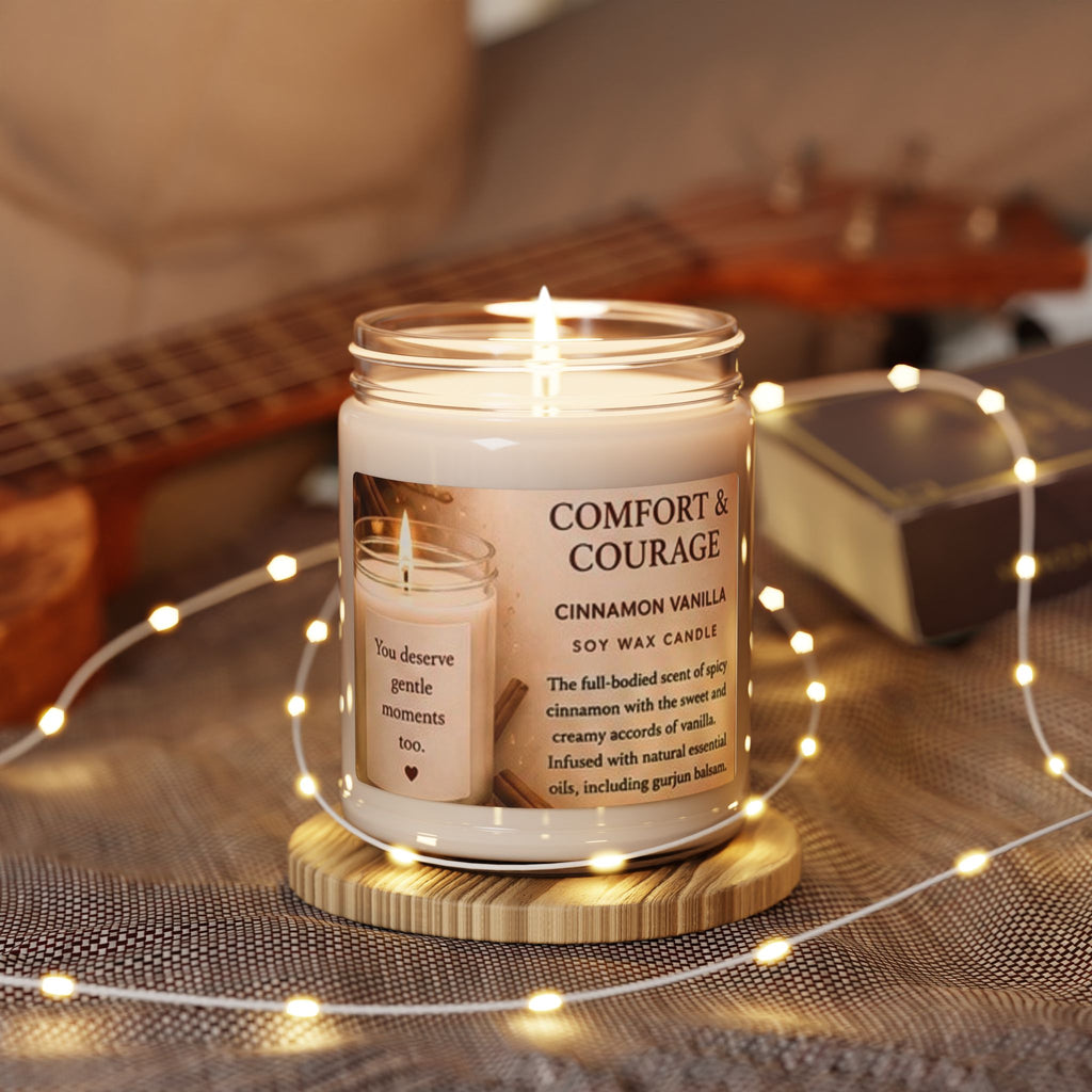 Soy Candle — Comfort & Courage Cinnamon Vanilla Scented Jar (9oz)