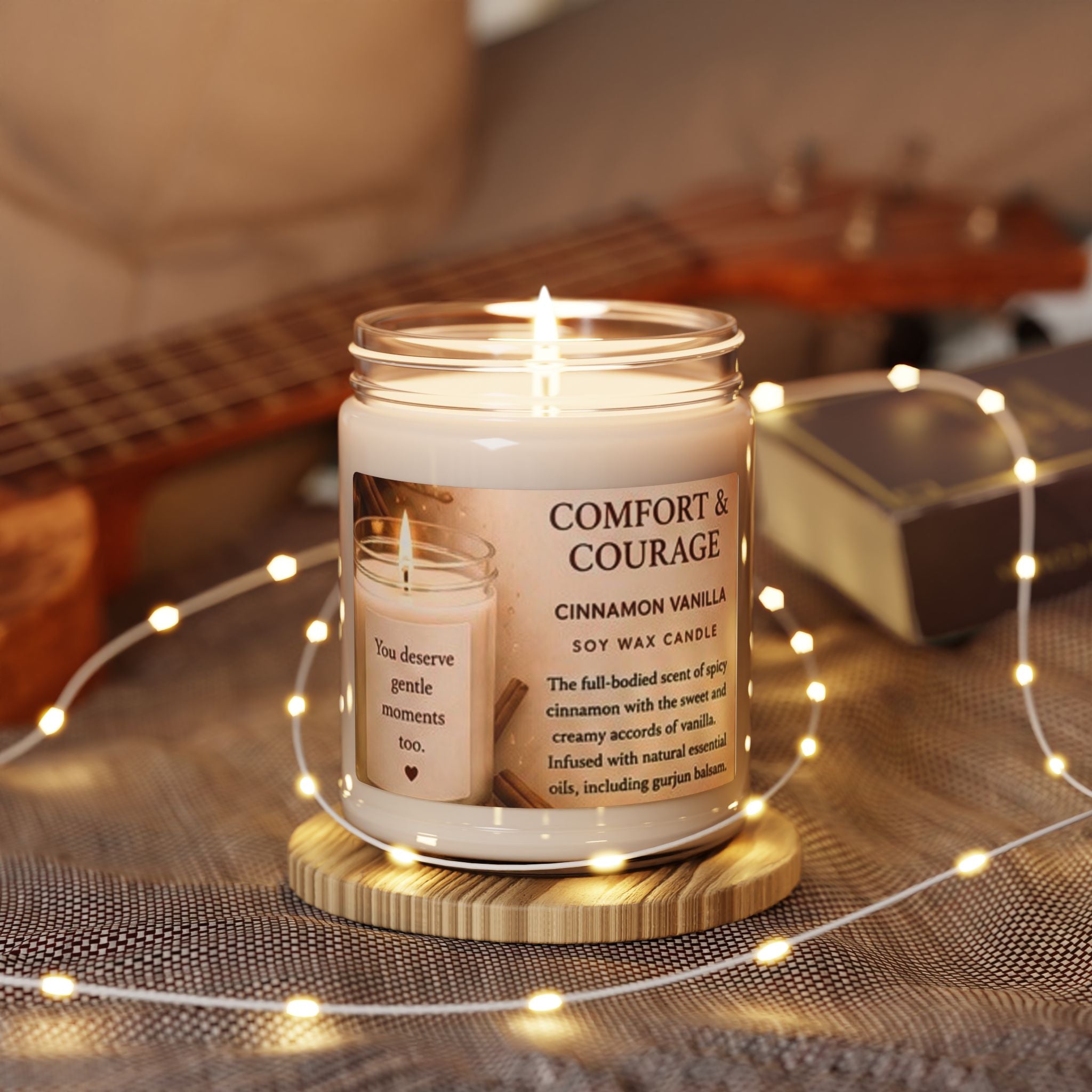 Soy Candle — Comfort & Courage Cinnamon Vanilla Scented Jar (9oz)