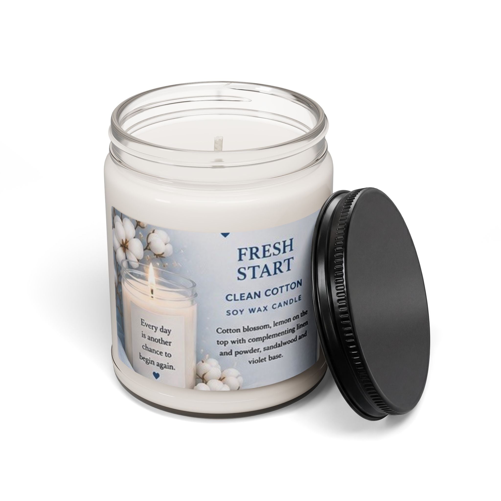Fresh Start Clean Cotton Soy Candle — 9oz Scented Jar