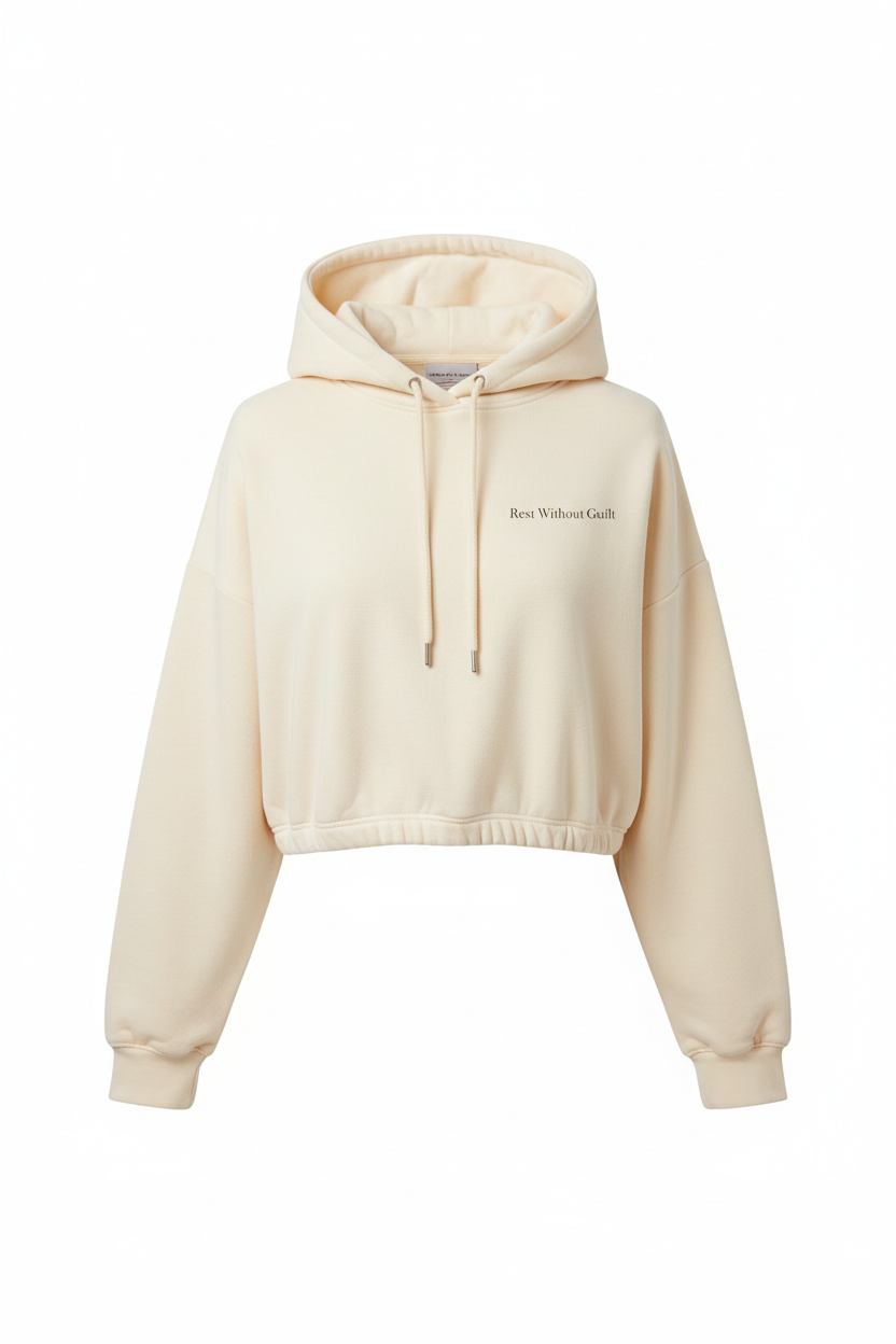 Cream Crop Hoodie